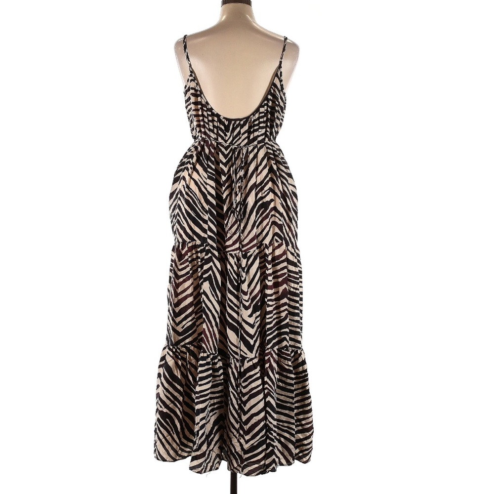 Banana Republic Heritage Canna Silk Dress Brown Zebra Maxi Dress Pockets M - Picture 4 of 9